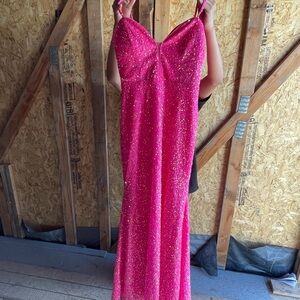 fashion nova brand  sparkling Fuchsia Maxi Dress